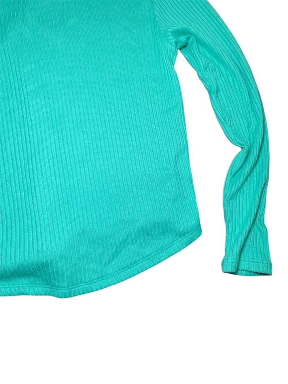 American Eagle V-Neck Plush Long Sleeve Ribbed Top Caribbean Green Size Small - Picture 9 of 12